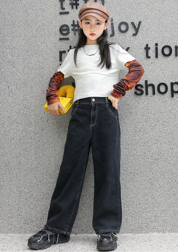 بنطلون جينز بناتي أسود