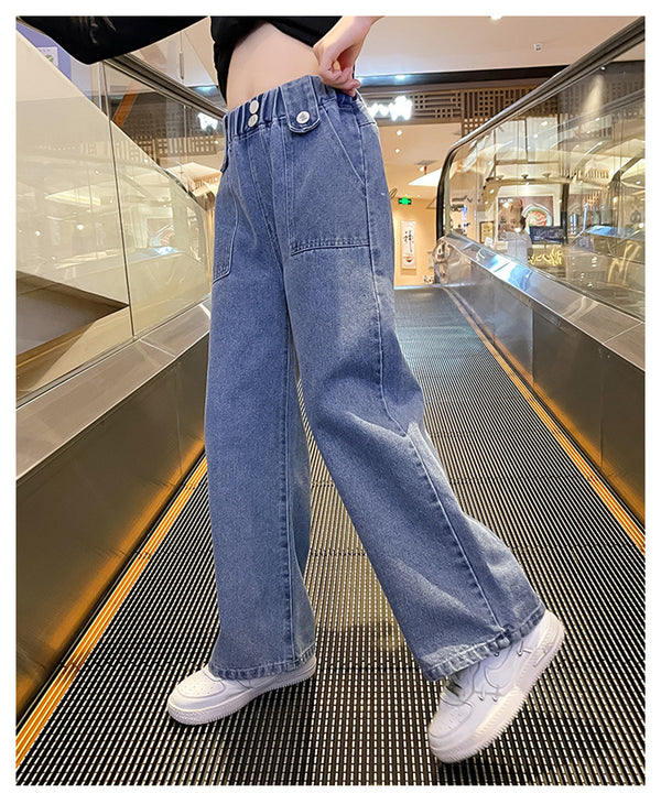 بنطلون جينز بناتي ازرق كلاسيكي