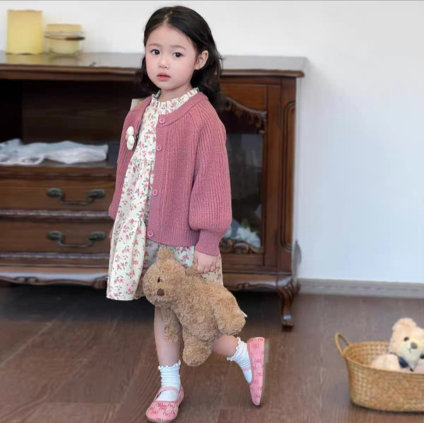 فستان بناتي مع جاكيت فرو ناعم